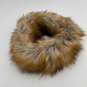 Red Fox Fur Scarf, Fluffy Neck Warmer In Brown & Gray. Real Fur for Ultimate War